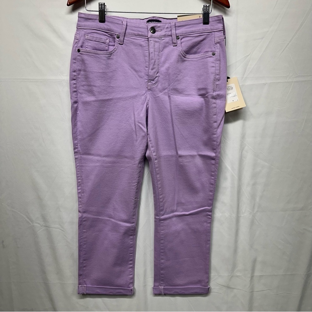 NYDJ Chloe Capri Jeans Lilac Purple Lift Tuck Crop Size 8 NWT